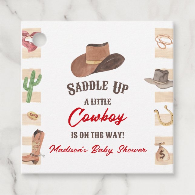 Étiquettes Cadeau Cowboy Western Rodeo Wild West Baby shower (Devant)