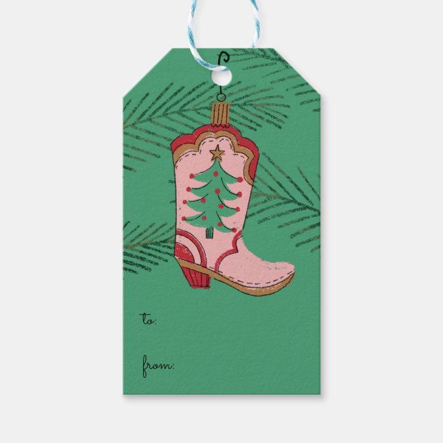 Étiquettes-cadeau Cowgirl Christmas Cowboy (Devant)
