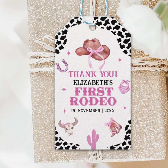 Étiquettes-cadeau Cowgirl First Rodeo Birthday – Western Style (Créateur téléchargé)