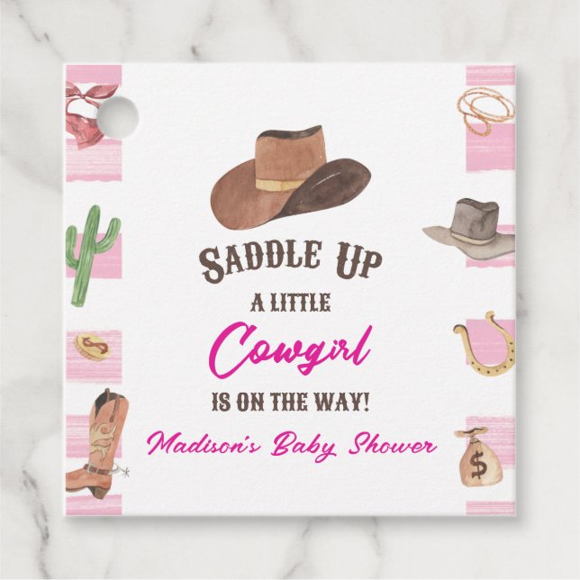Étiquettes Cadeau Cowgirl Western Rodeo Wild West Baby shower (Devant)