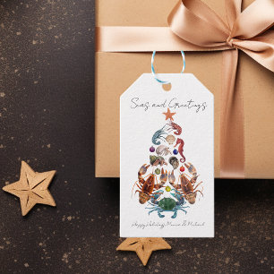 Étiquettes-cadeau Crabe Homard de Noël Arbre de Noël Crustacé Mer de