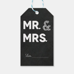Étiquettes-cadeau Craie de tableau noir Monsieur et Madame Engagemen