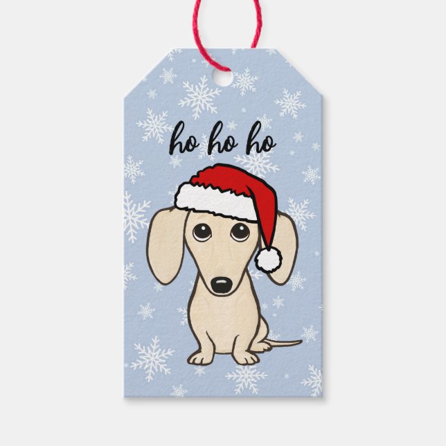 Étiquettes-cadeau Cram Dachshund Père Noël Wiener Chien Noël (Devant)