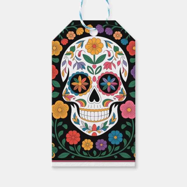 Étiquettes-cadeau Crâne de Picado Papel Vibrant (Devant)