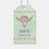 Crâne de vache tribal boho floral merci
