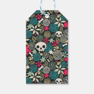 Étiquettes-cadeau Crâne en fleurs