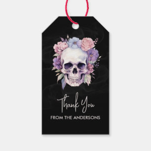 Étiquettes-cadeau Crâne Floral Élégant Gothique Merci Personnalisé