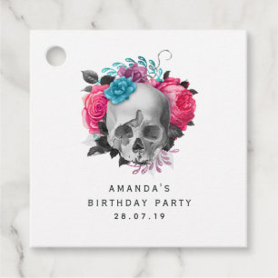 Étiquettes Cadeau Crâne floral gothique Grunge