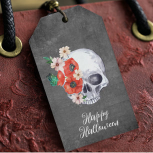Étiquettes-cadeau Crâne Floral Halloween