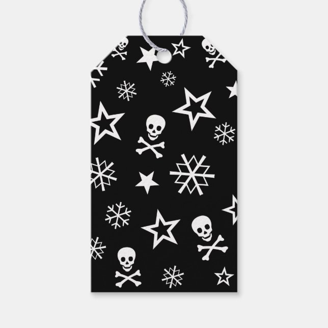 Étiquettes-cadeau Crânes et flocons de neige (Devant)