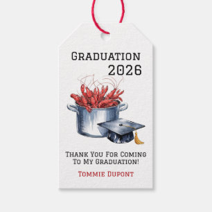 Étiquettes-cadeau Crawfish & Casquettes : Une fête de graduation en