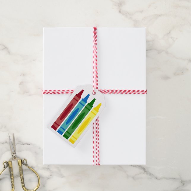 Étiquettes-cadeau Crayons scolaires personnalisés (Avec de la ficelle)