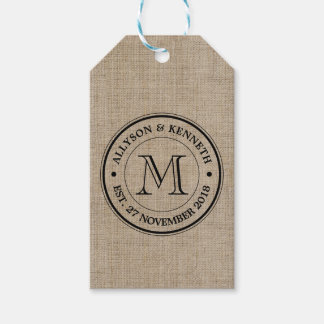 Étiquettes-cadeau Créez votre propre Burlap Retro Logo Monogramme