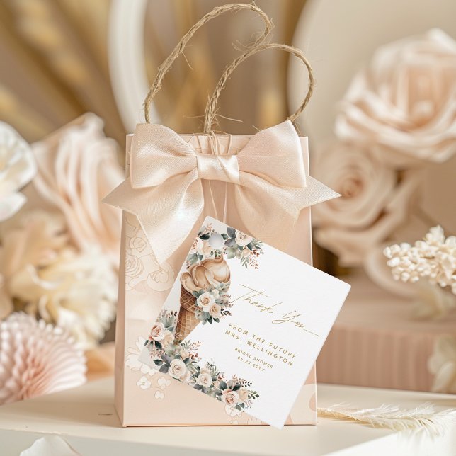 Étiquettes Cadeau Crème De Glace Rachetée Fête des mariées Florale B (Créateur téléchargé)