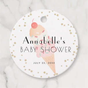 Étiquettes Cadeau Crème glacée Baby shower rose Merci Favoriser Tags