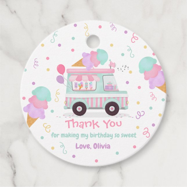 Étiquettes Cadeau Crème glacée Deux doux cadeau de fête d'anniversai (Devant)