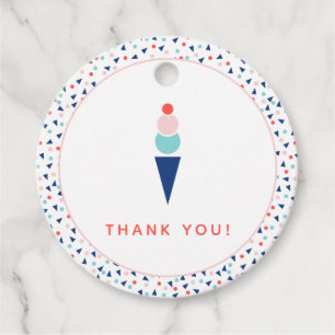 Étiquettes Cadeau Crème glacée moderne en bleu et rose