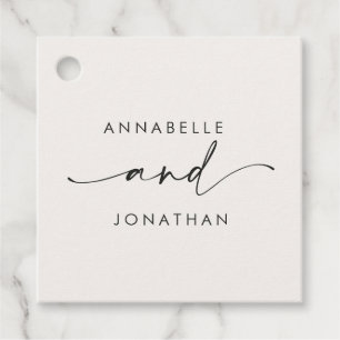 Étiquettes Cadeau crème moderne noir minimaliste mariage contemporai