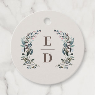 Étiquettes Cadeau Crest jardin   Eggshell   Monogramme Mariage
