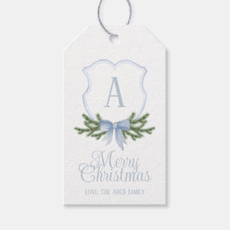 Étiquettes-cadeau Crête de Noël Blue Bow