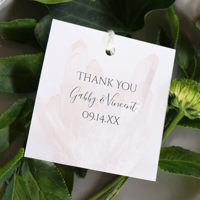 Étiquettes Cadeau Cristaux rose clair Merci Mariage (Créateur téléchargé)