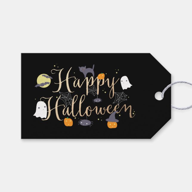 Étiquettes-cadeau Critère éffrayant Halloween (Devant (Horizontal))