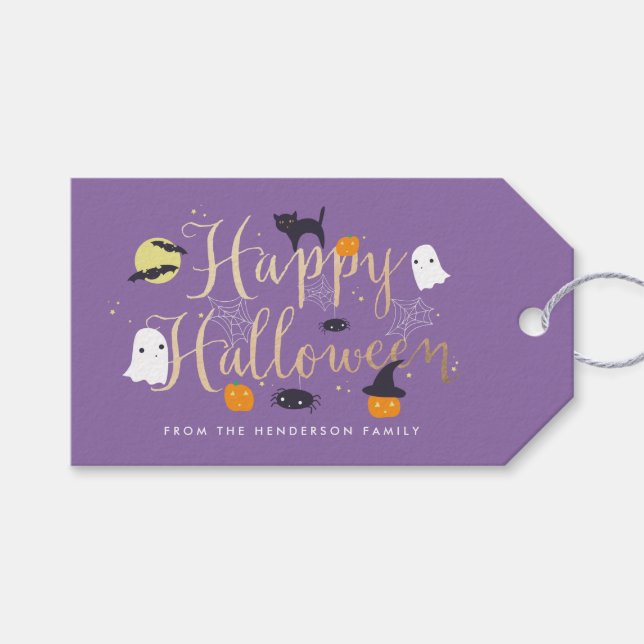 Étiquettes-cadeau Critère éffrayant Halloween (Devant (Horizontal))