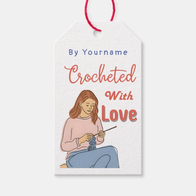 Étiquettes-cadeau Crochet avec amour Carte cadeau artisanale avec gu (Devant)