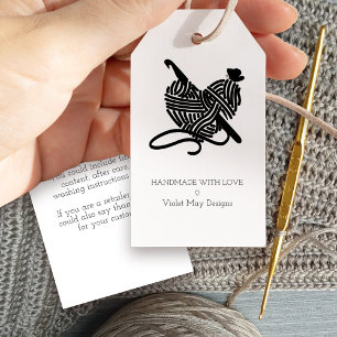 Étiquettes-cadeau Crochet crochet et coeur de fils fait main avec am