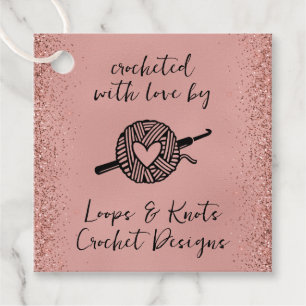 Étiquettes Cadeau Crocheté avec Carré d'amour