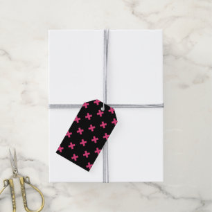 Étiquettes-cadeau Crochis Fuchsia sur noir