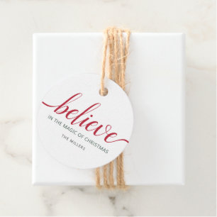 Étiquettes Cadeau Croire le script de Noël blanc
