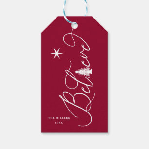 Étiquettes-cadeau croisez élégant script happy holiday Balise cadeau