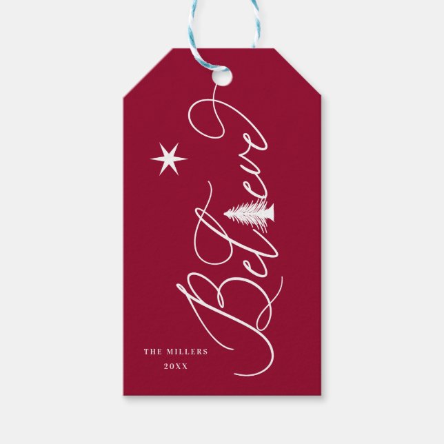 Étiquettes-cadeau croisez élégant script happy holiday Balise cadeau (Devant)