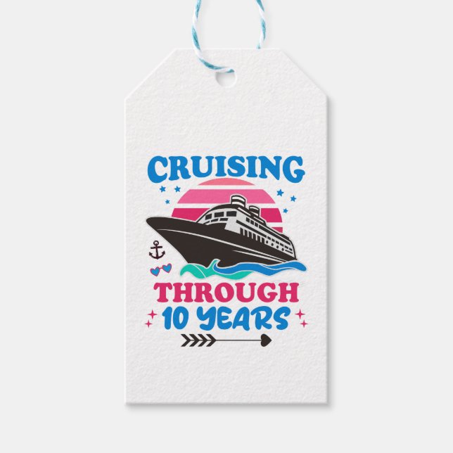 Étiquettes-cadeau Croisière Sur 10 Ans Mariage (Devant)