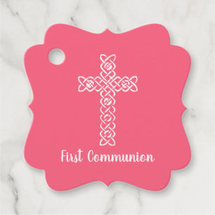 Étiquettes Cadeau Croix Watermelon Pink Communion Baptism Christen