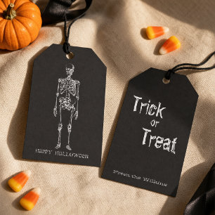 Étiquettes-cadeau Croquis de squelette vintage Joyeux Halloween