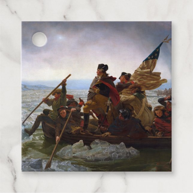 Étiquettes Cadeau Crossing Delaware 1776 : Général George Washington (Devant)