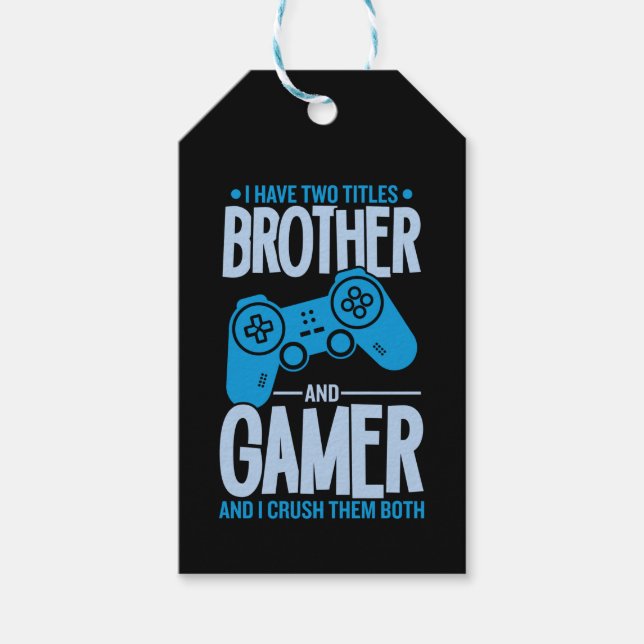 Étiquettes-cadeau Crushing deux titres Brother et Gamer (Devant)
