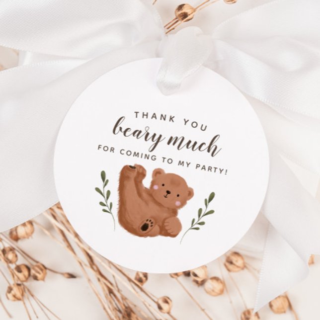 Étiquettes Cadeau Cub Bear Merci Béary Beaucoup de Garçon Anniversai (Créateur téléchargé)