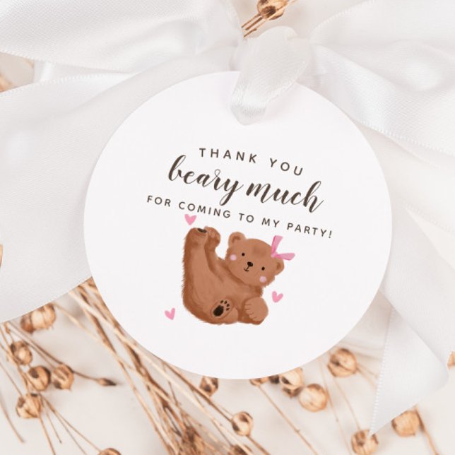 Étiquettes Cadeau Cub Ours Merci Béarder beaucoup Fille Anniversaire (Créateur téléchargé)