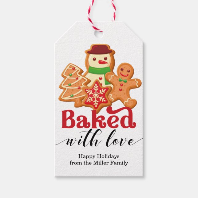 Étiquettes-cadeau Cuisine au four avec Love Holiday (Devant)