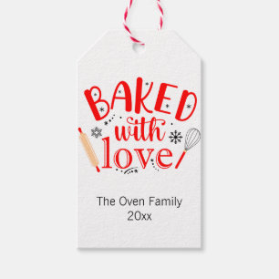 Étiquettes-cadeau Cuisiné avec Amour Red Holiday Modern