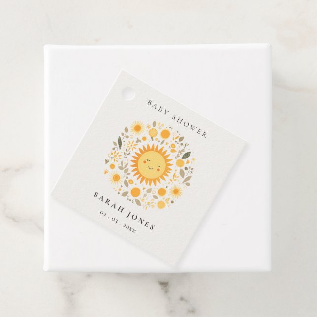 Étiquettes Cadeau Cuisine Notre Petit Baby shower Soleil Boho (En situation)