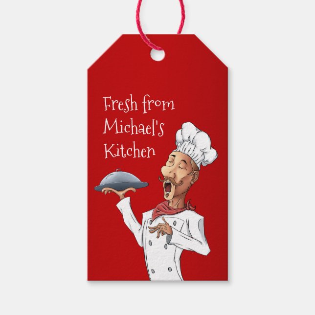 Étiquettes-cadeau Cuisine personnalisée Chef chanteur (Devant)