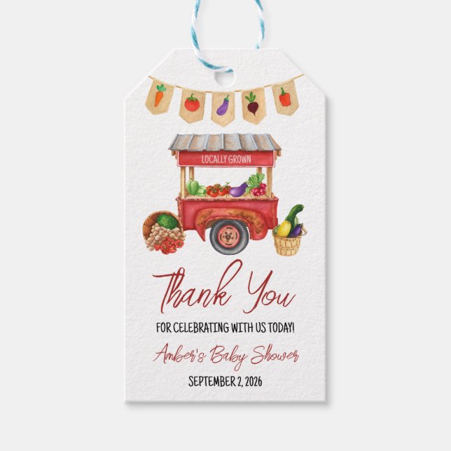Étiquettes-cadeau Cultivé localement, le Baby shower du marché agric (Devant)