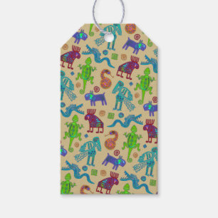 Étiquettes-cadeau Culture mexicaine Motif tribal primitif 1