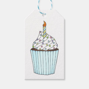 Étiquettes-cadeau Cupcake avec bougie Anniversaire Fête Tags