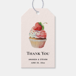 Étiquettes-cadeau Cupcake de fraises Merci dessert sucré