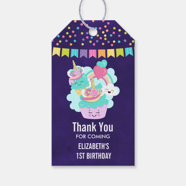 Étiquettes-cadeau Cupcake mignonne et Merci de crème glacée appétiss (Devant)